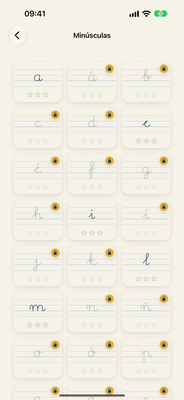 Letra Ligada en el iPhone: las minúsculas en letra ligada, con la ñ y las vocales con tilde