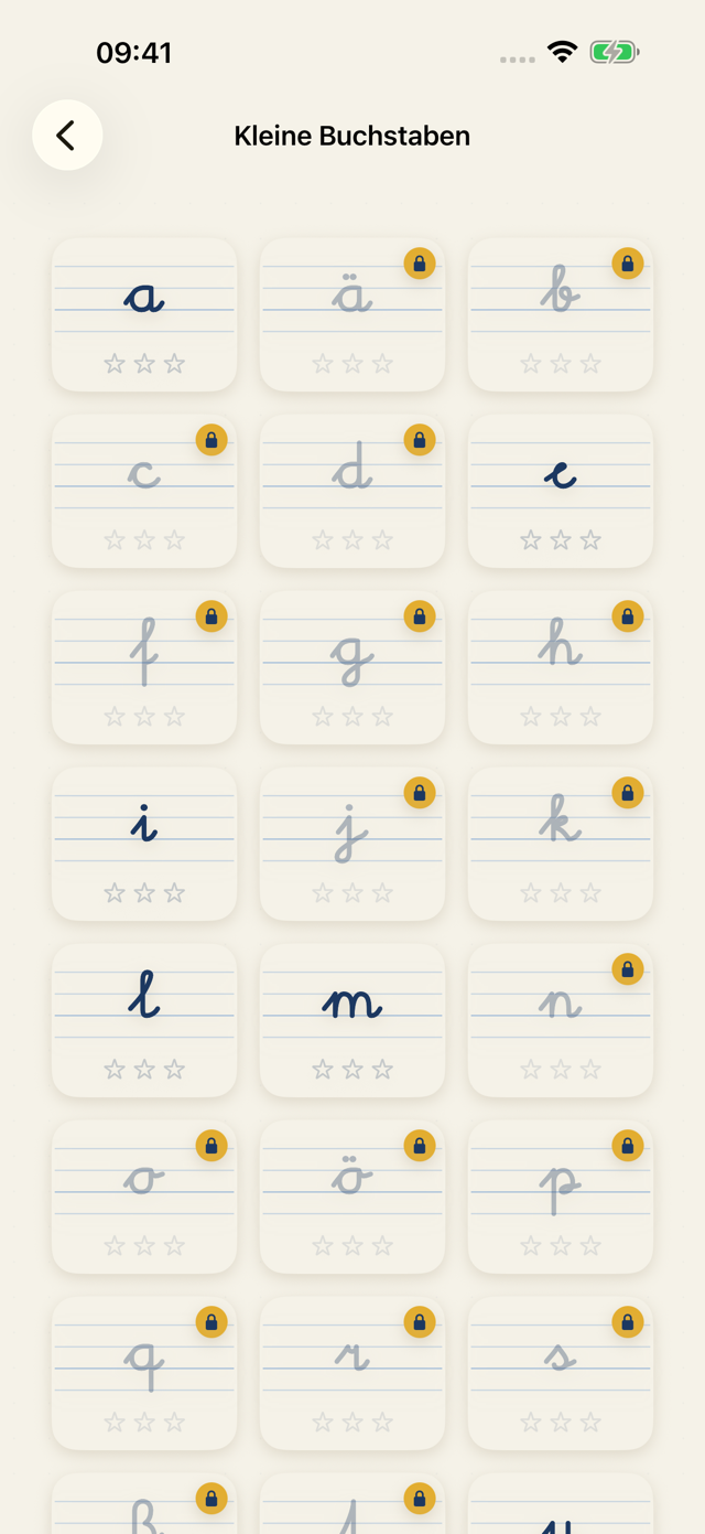 Schreibschrift Österreich auf dem iPhone: kleine Buchstaben der Österreichischen Schulschrift 1995